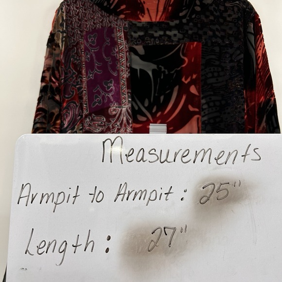 Laura Ashley‎ Womens Velvet Burnout Whimsigoth Silk Blend Jacket 1X Patchwork - Picture 8 of 8